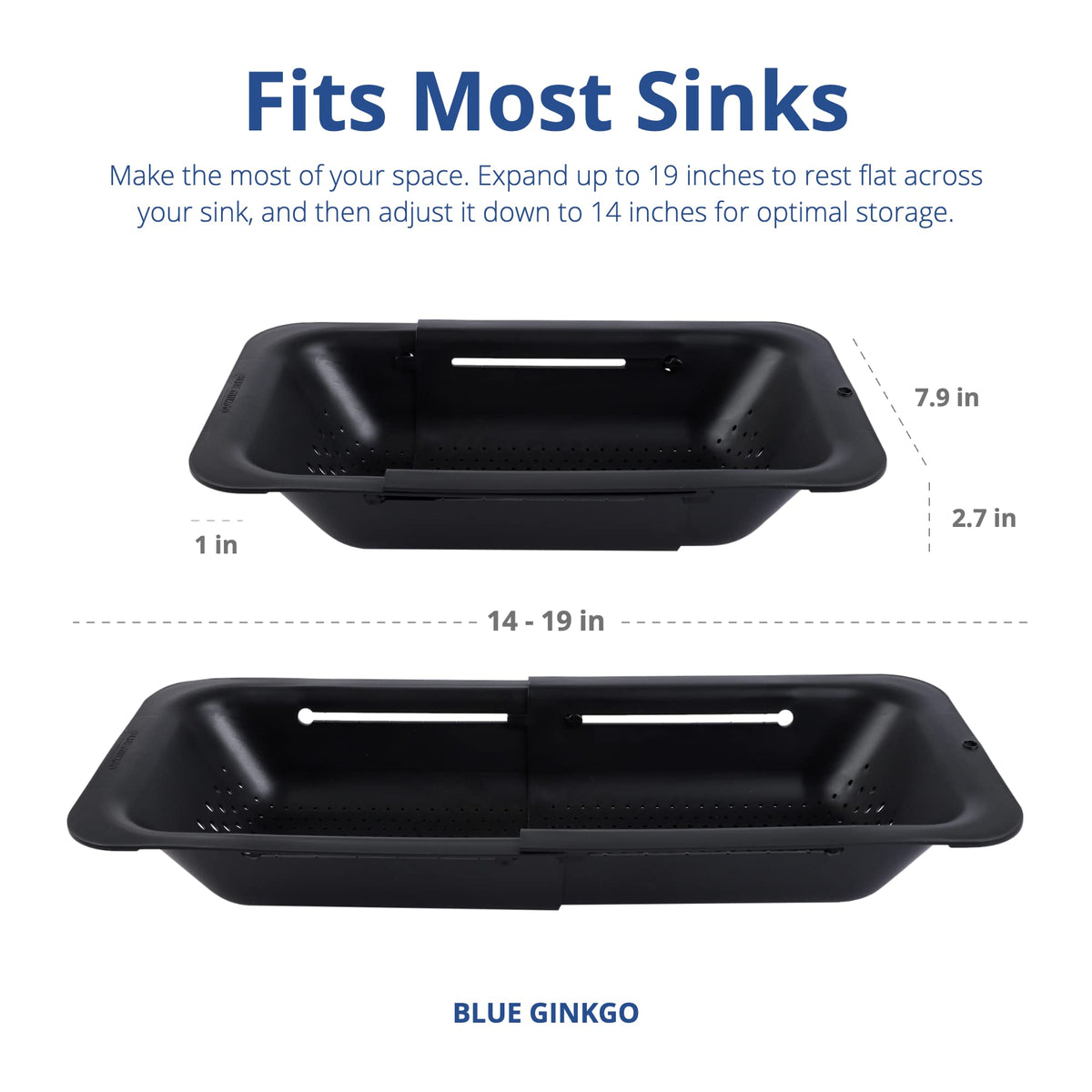 BLUE GINKGO dishwasher-safe colander cleans easily and resists rust