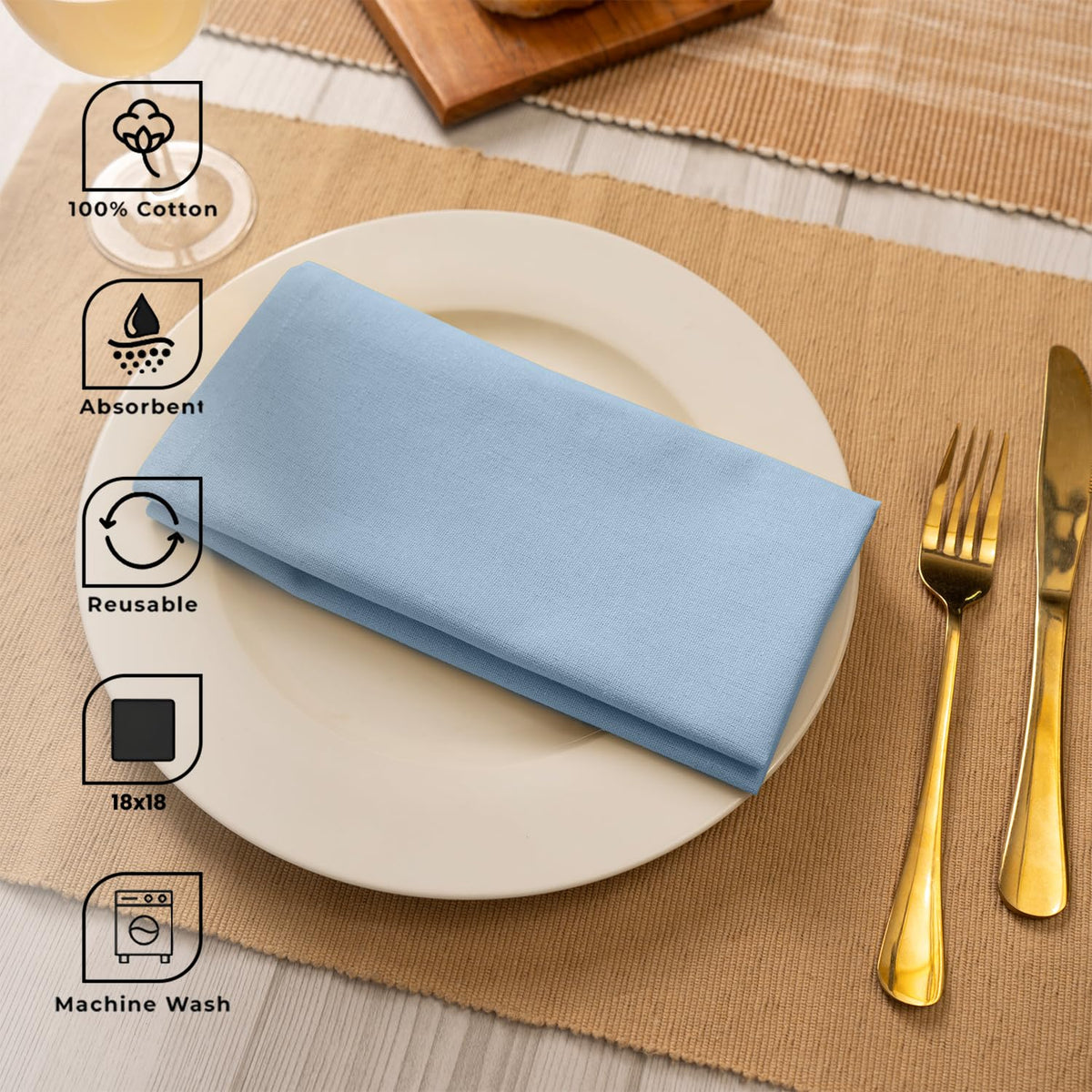 Blue Needles cotton napkins machine washable for easy care