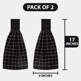 Two Blue Needles towels measure 9x17 inches for compact kitchen coverage