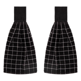 Blue Needles black hanging towels on a hook for quick hand drying
