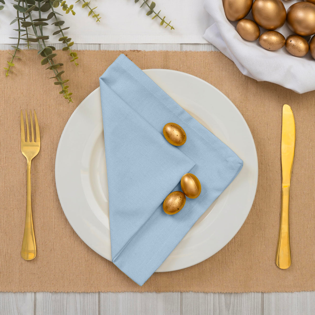 Blue Needles napkin texture close-up highlighting 100% cotton fibers