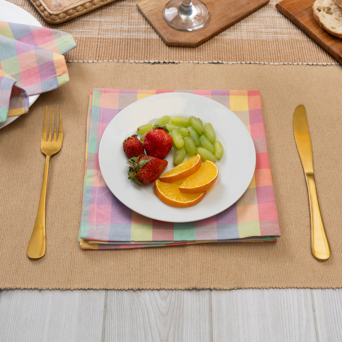 Blue Needles napkins close-up cotton texture, durable and machine washable.