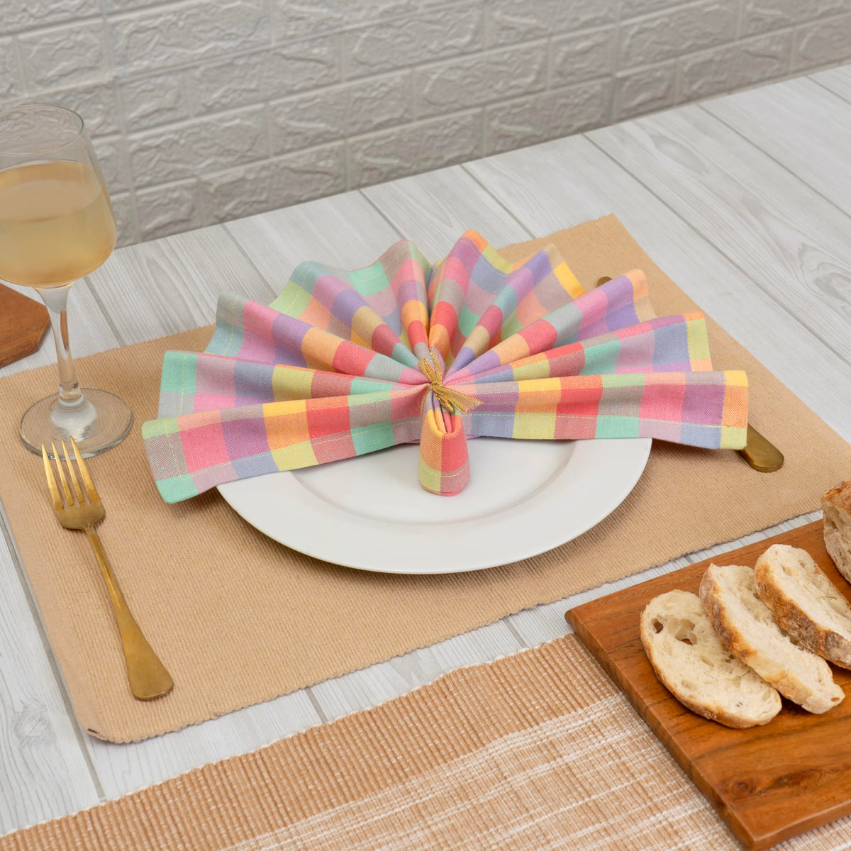 Blue Needles set of 12 napkins, eco-friendly reusable table linens.