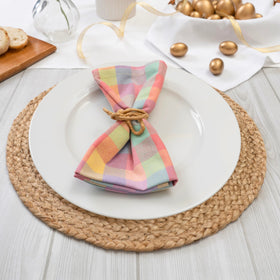 Blue Needles napkins care instructions: washable and softening with every wash.
