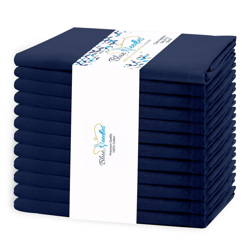 Blue Needles navy napkins on a dining table add elegance and reuse