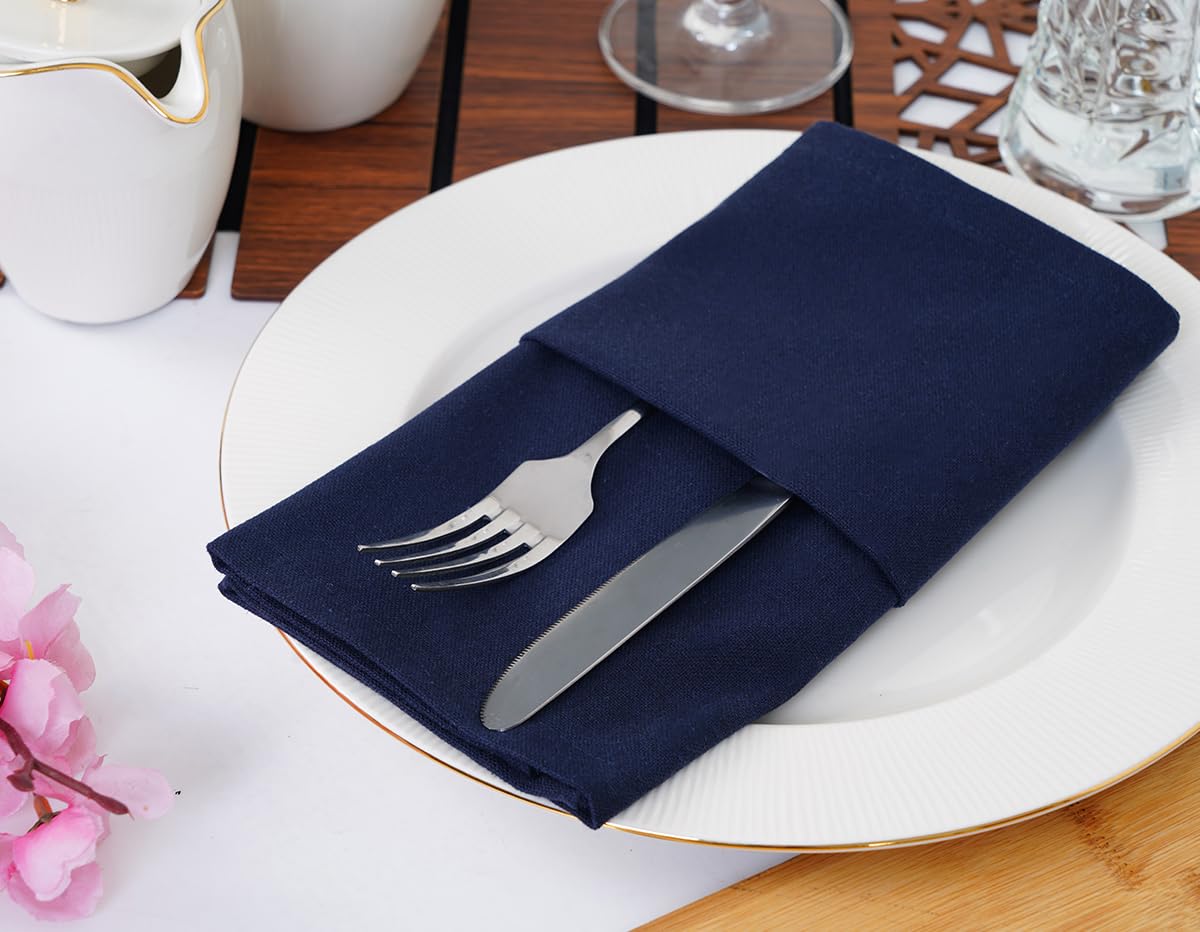 Blue Needles navy napkins machine washable for easy care
