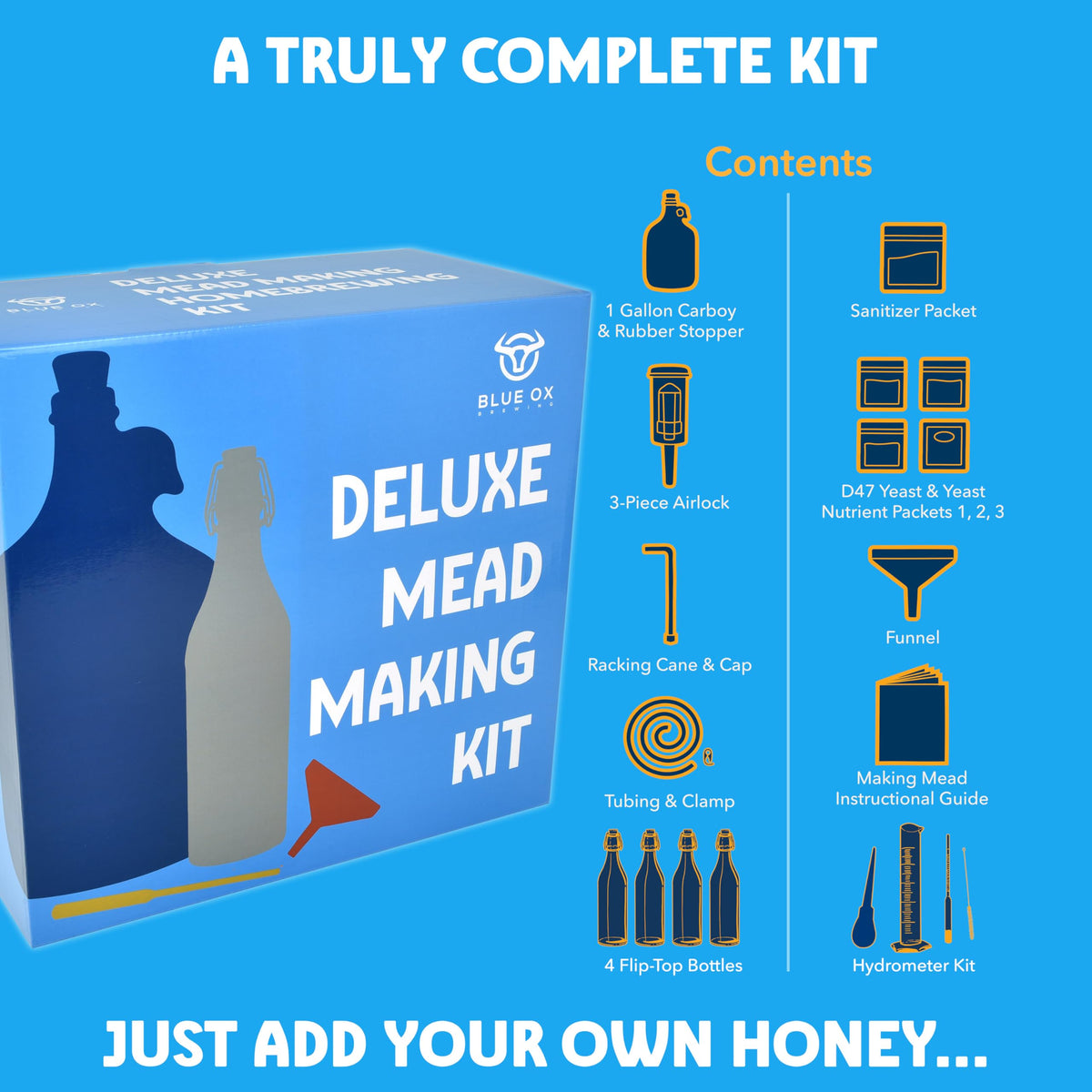 Blue Ox Deluxe Mead Kit airlock and racking gear for clean transfers