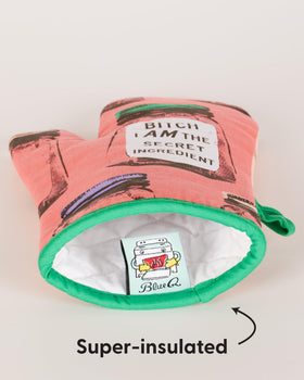 Blue Q B*tch I Am The Secret Ingredient heat protection supports safe handling of hot pans