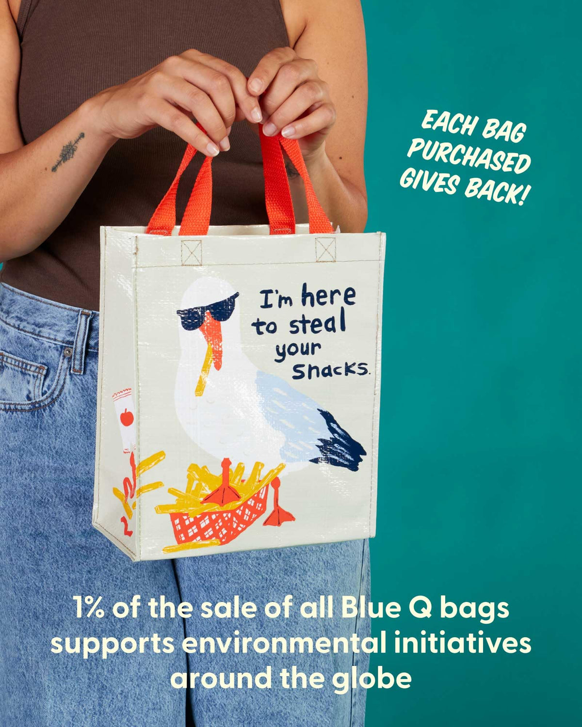 Blue Q Handy Tote foldable and easy to wipe clean, stain resistant for busy days