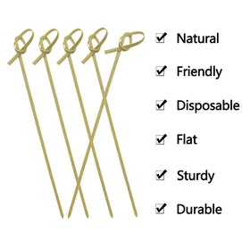 Blue Top loop knot top picks add decorative flair to appetizers and snacks.