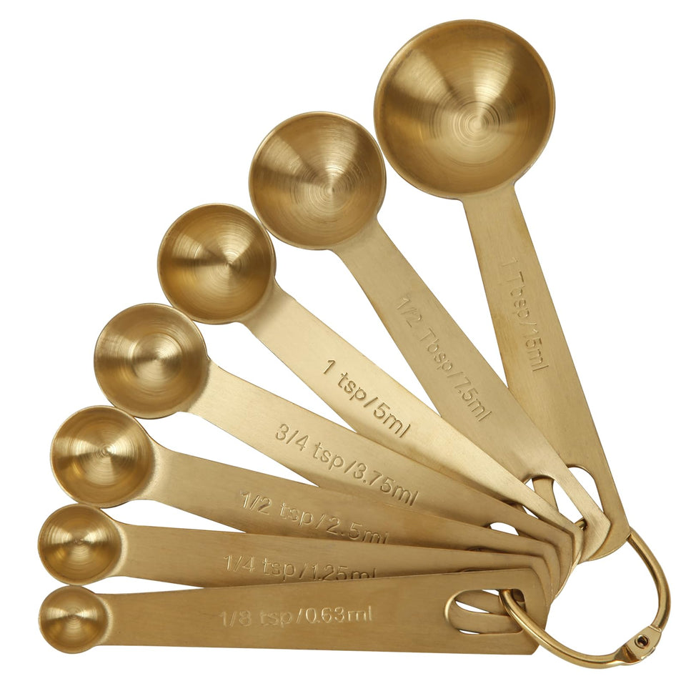 Blueden gold measuring spoons set with 7 pieces for precise dry and wet ingredients