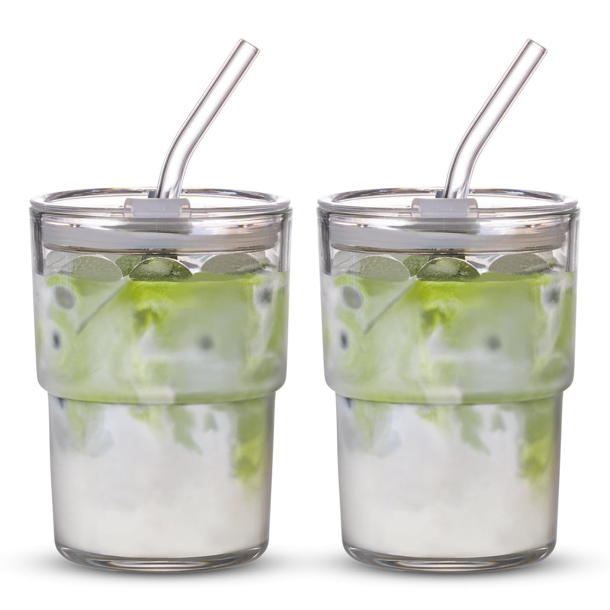 BluePolar 13oz tumbler glass with straw and lid for spill-safe sipping