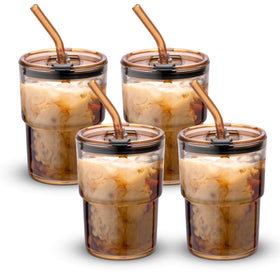 BLUEPOLAR Amber 4-pack tumbler front view shows sturdy double-wall design for hot or cold drinks.