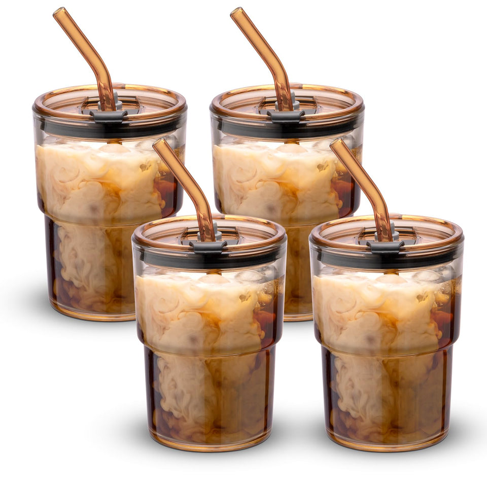 BLUEPOLAR Amber 4-pack tumbler front view shows sturdy double-wall design for hot or cold drinks.