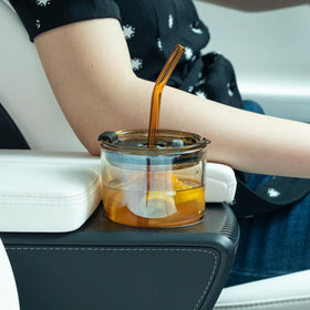 BluePolar ergonomic grip on amber tumbler supports comfortable handling daily.