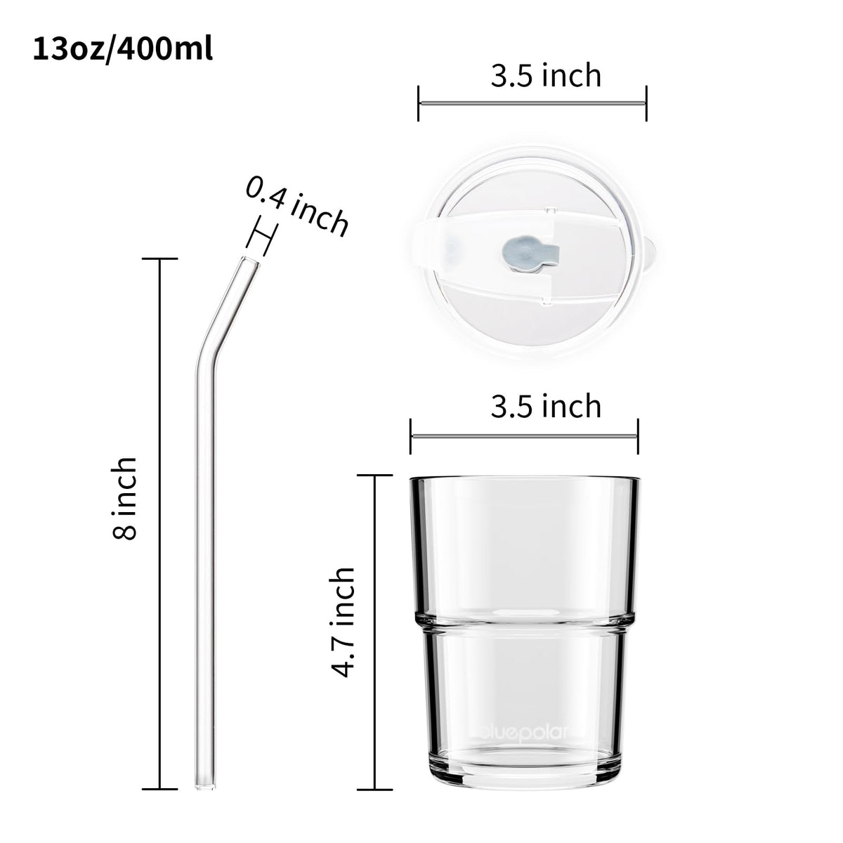 BLUEPOLAR top-rack dishwasher-safe glass tumbler for easy cleanup.