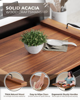 BLUEWEST noodle-board-cover ergonomic handle doubles as a serving tray.