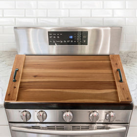 BLUEWEST noodle-board-stove-cover acacia wood offers a clean, seamless fit for any stove.