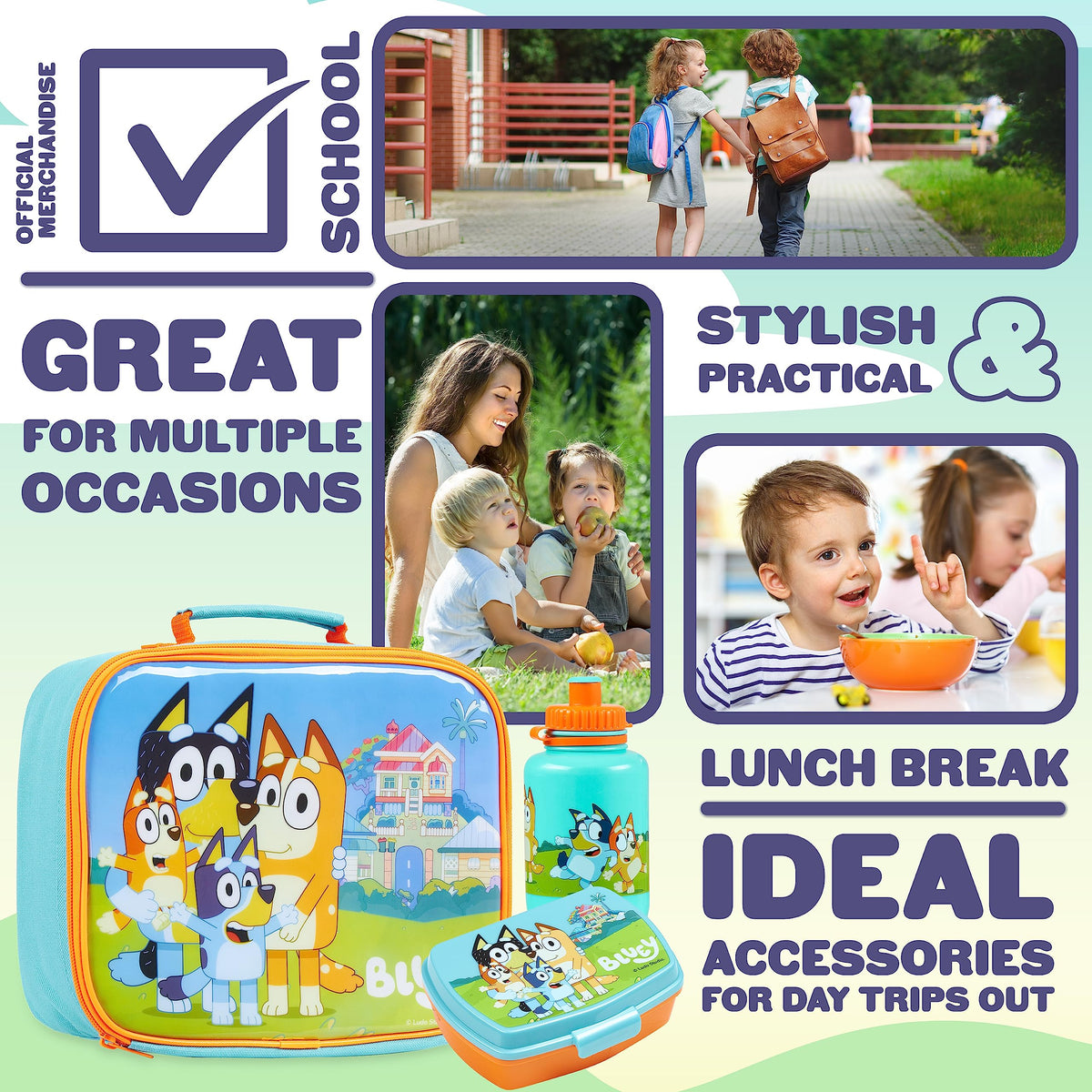 Bluey lunch bag with insulated lining to keep food fresh on the go