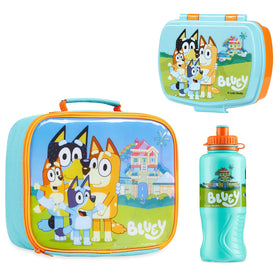Bluey lunch box front view showing bold design and insulated bag for fresh meals