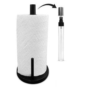 BluJaye 2-in-1 paper towel holder with spray bottle on kitchen counter for quick cleanup