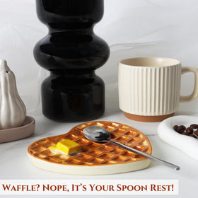 Blumalithea hand-painted ceramic spoon rest with unique artisanal charm.
