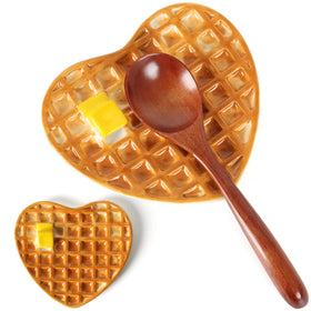 Blumalithea waffle spoon rest in yellow ceramic keeps counters clean and stylish.