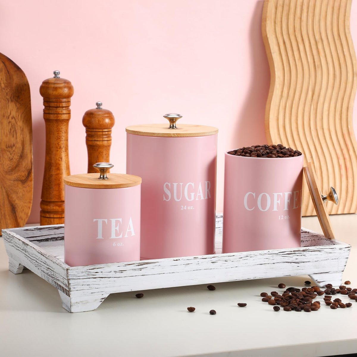 Blushtier pink tea canister protects leaves while staying stylish.