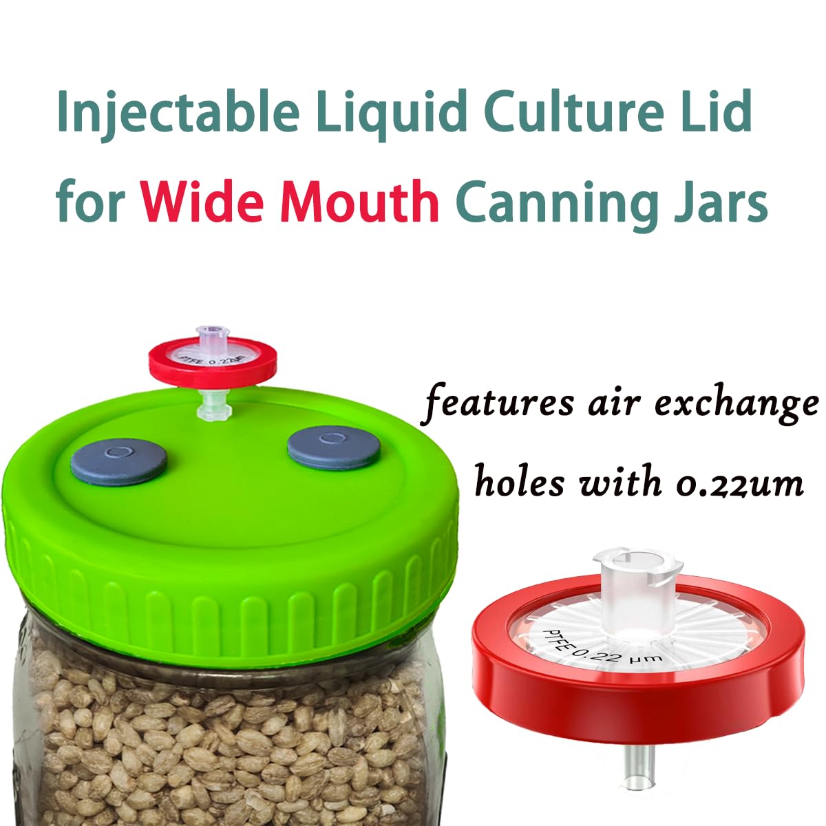 Bluwtpoclan wide-mouth lid with 0.22um PTFE filter enables safe air exchange.