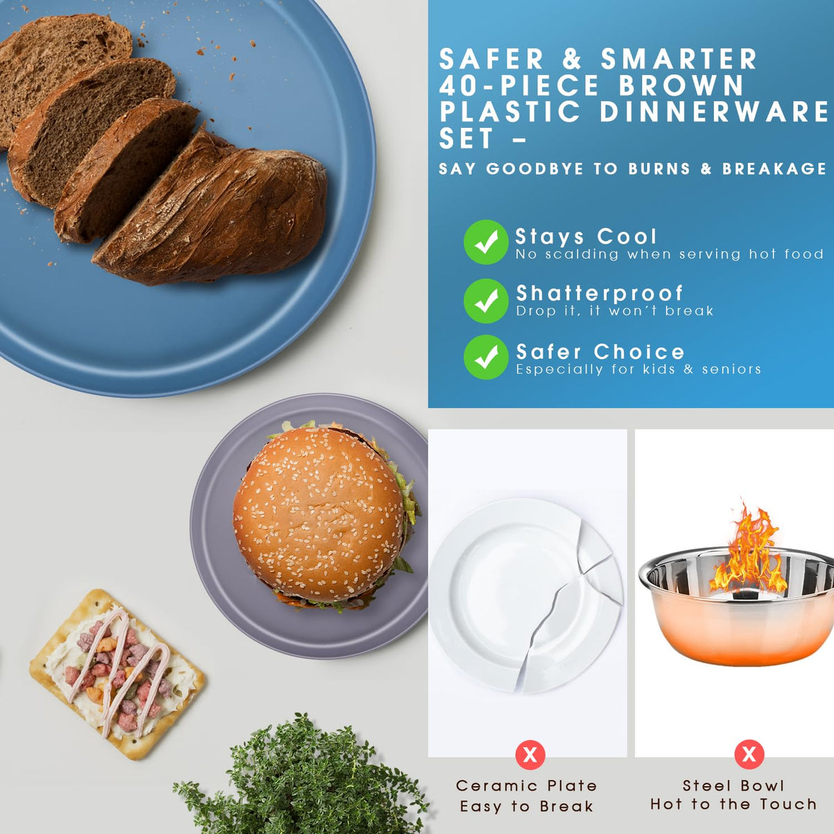 Blwan 40-piece cups with comfortable grip, suitable for microwave reheating and daily use.