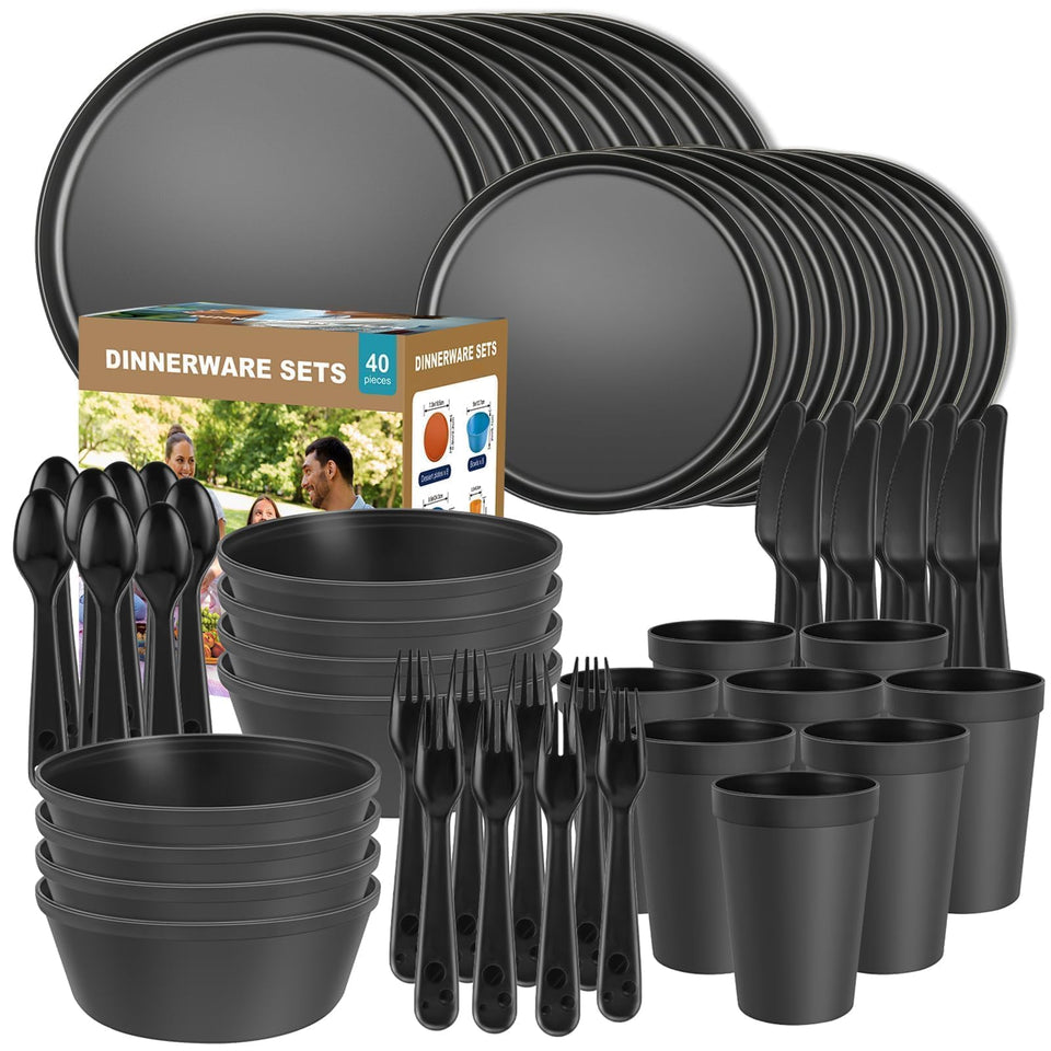 Blwan 40-piece dinnerware dinner plate showing durable, unbreakable design for family meals