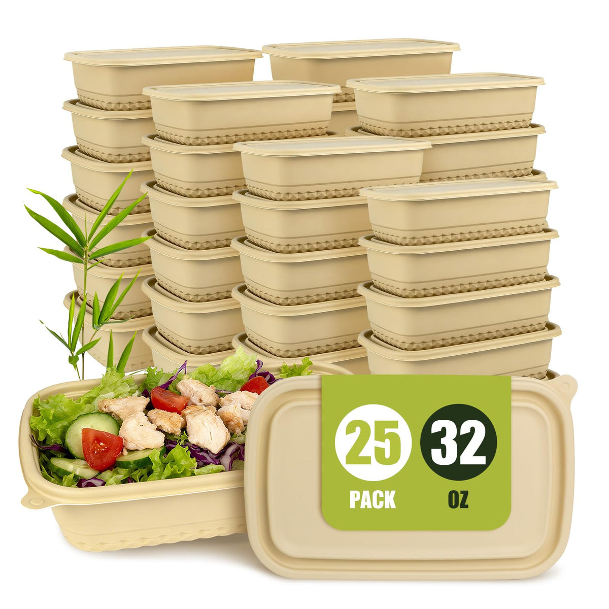 Bmboryxa 32oz meal prep containers stacked for space-saving storage