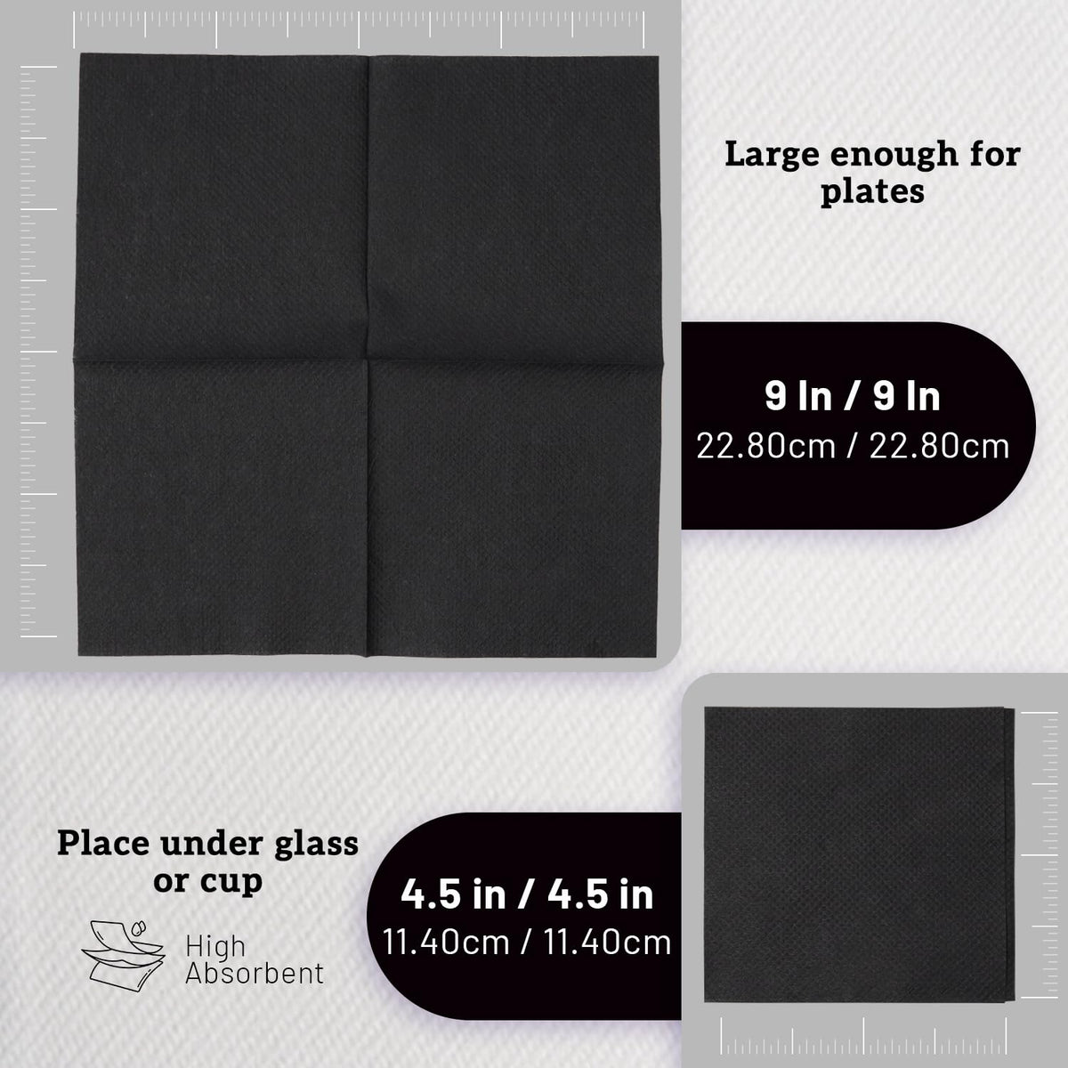 B.M.E premium linen-feel napkins 4.5x4.5 folded, 9x9 unfolded