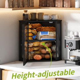 BMOSU Corner Bread Box top surface demonstrates space-saving countertop use.