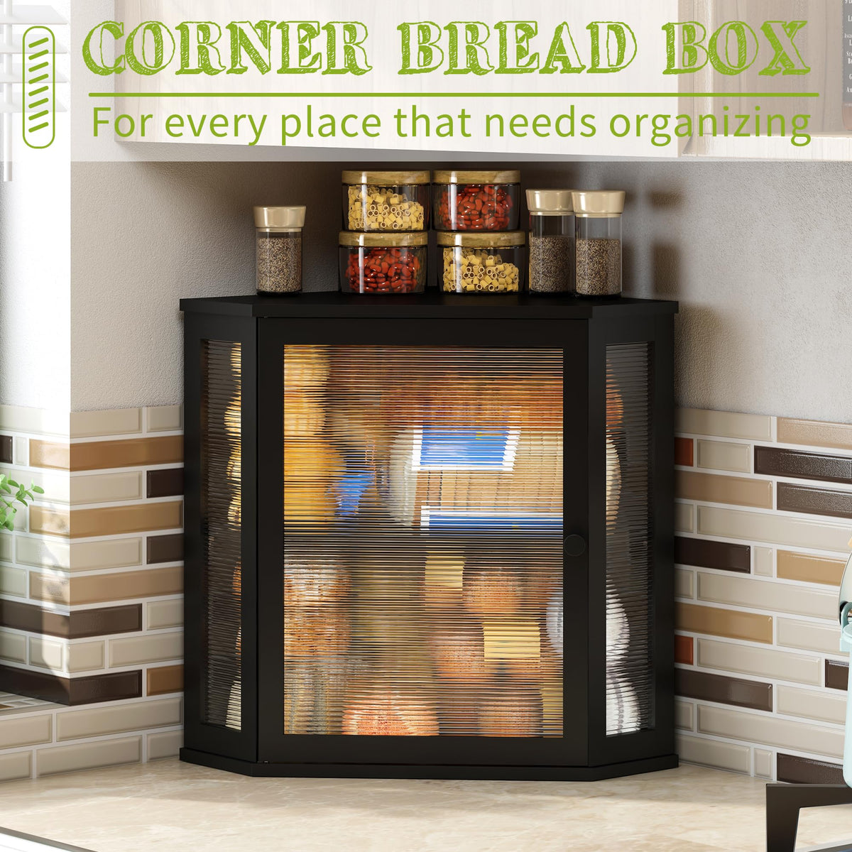 BMOSU Corner Bread Box fits two loaves and more in a compact footprint.