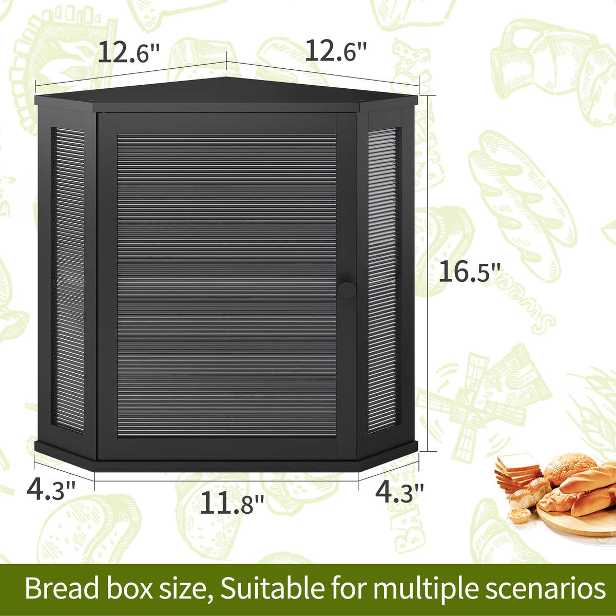 BMOSU Corner Bread Box warm bamboo wood finish complements kitchen decor.