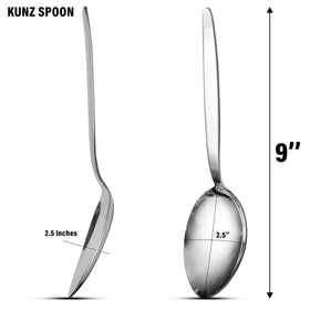 BNAZIND Kunz basting and plating spoon in action on a dish.