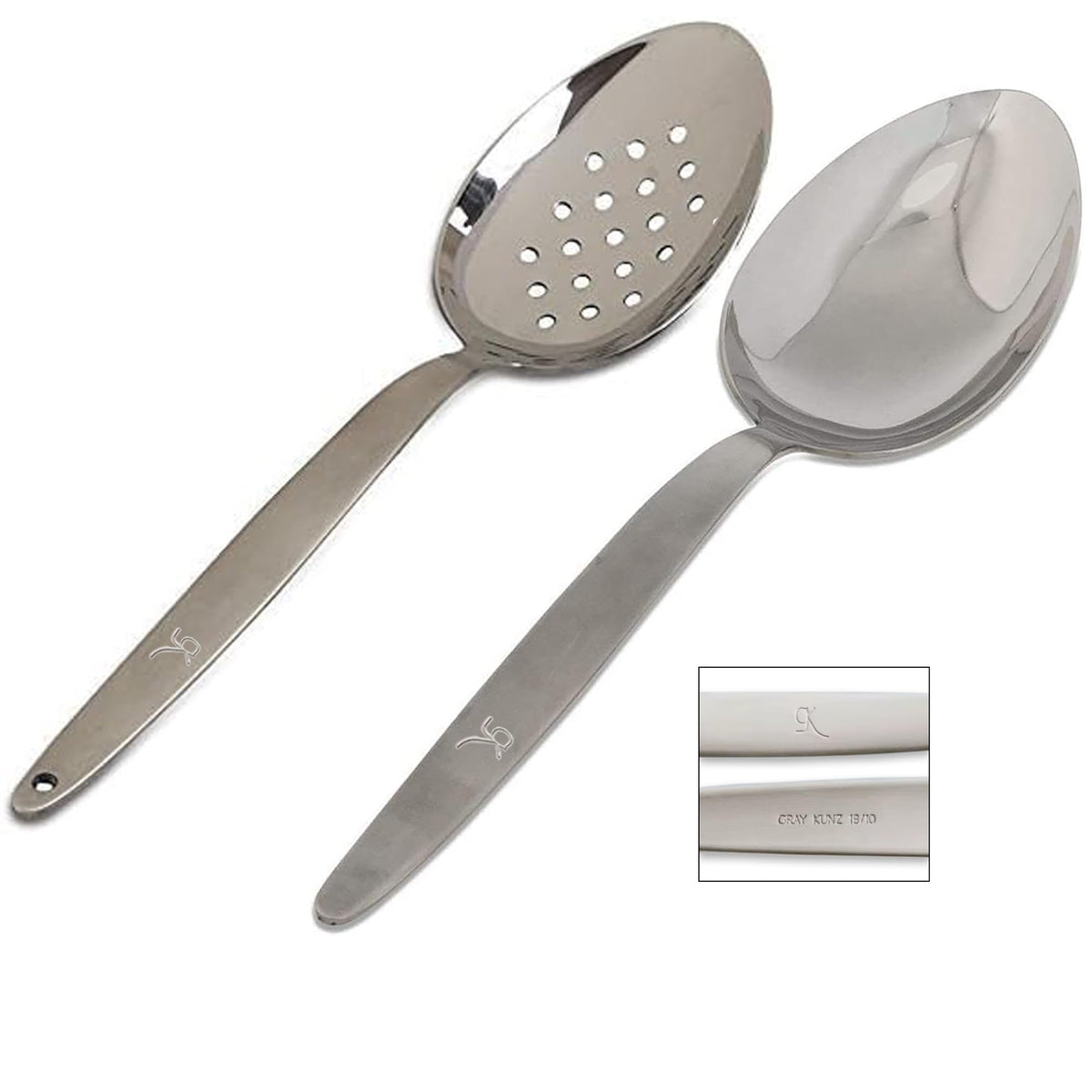 BNAZIND Kunz perforated spoon 9-inch for draining sauces.