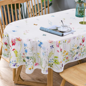 Bnejvif Spring Floral oval tablecloth wrinkle-free keeps table tidy and presentable