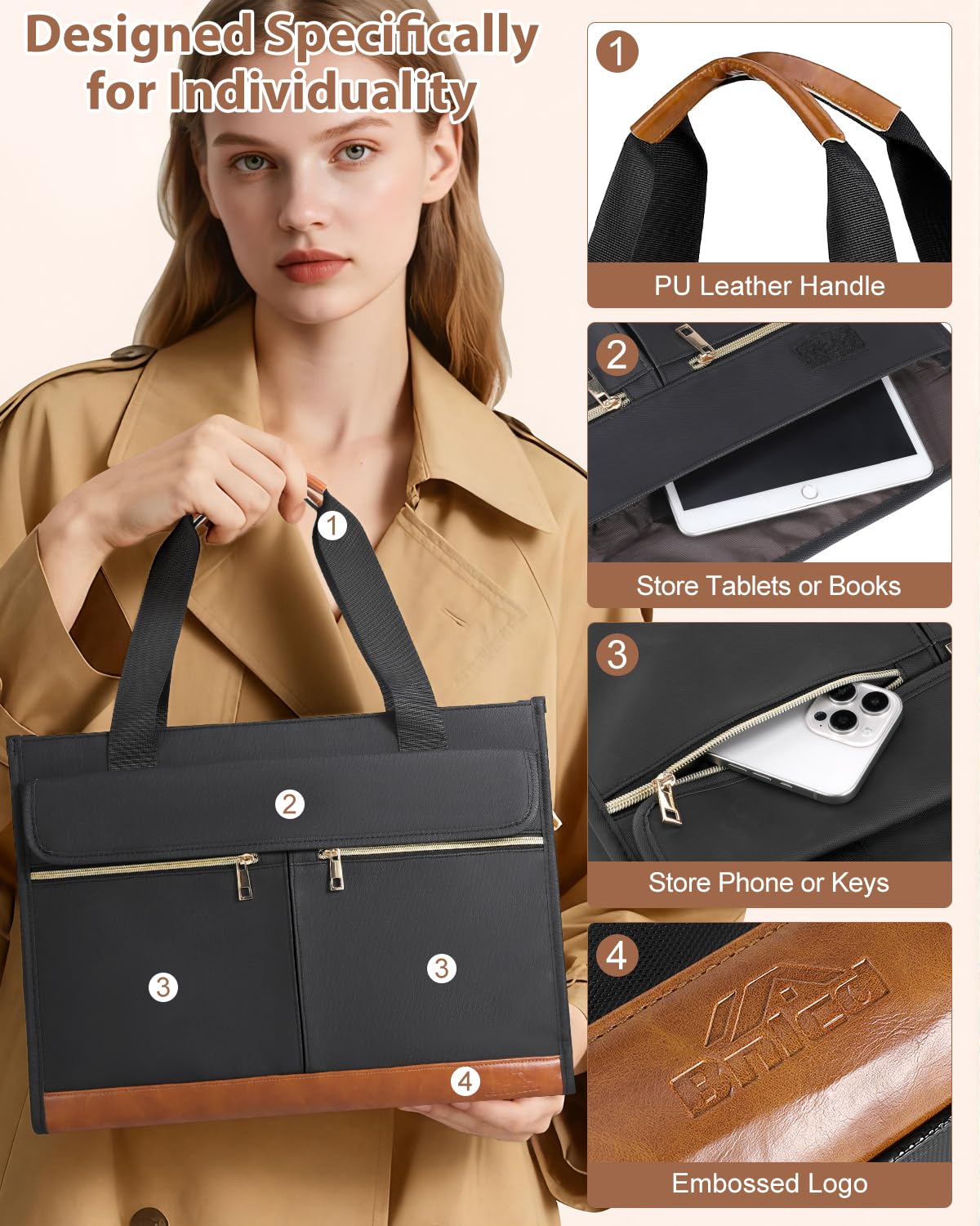 Bnlcd black quilted tote blends workwear style with practical function.