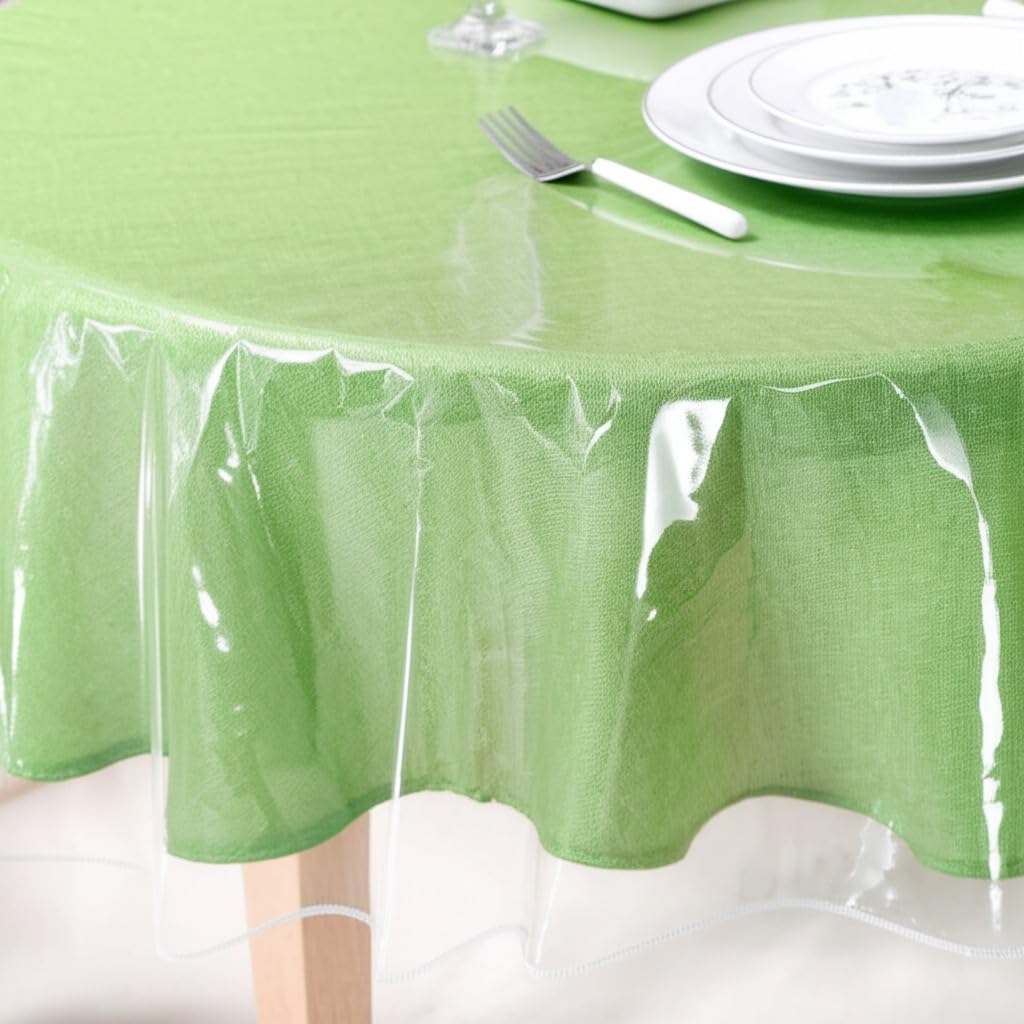 BNYD clear tablecloth protector close-up edge stitching detail