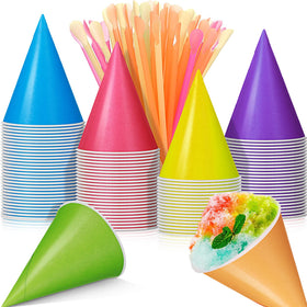 Boao 100-set snow cone cups for colorful party serving at events.