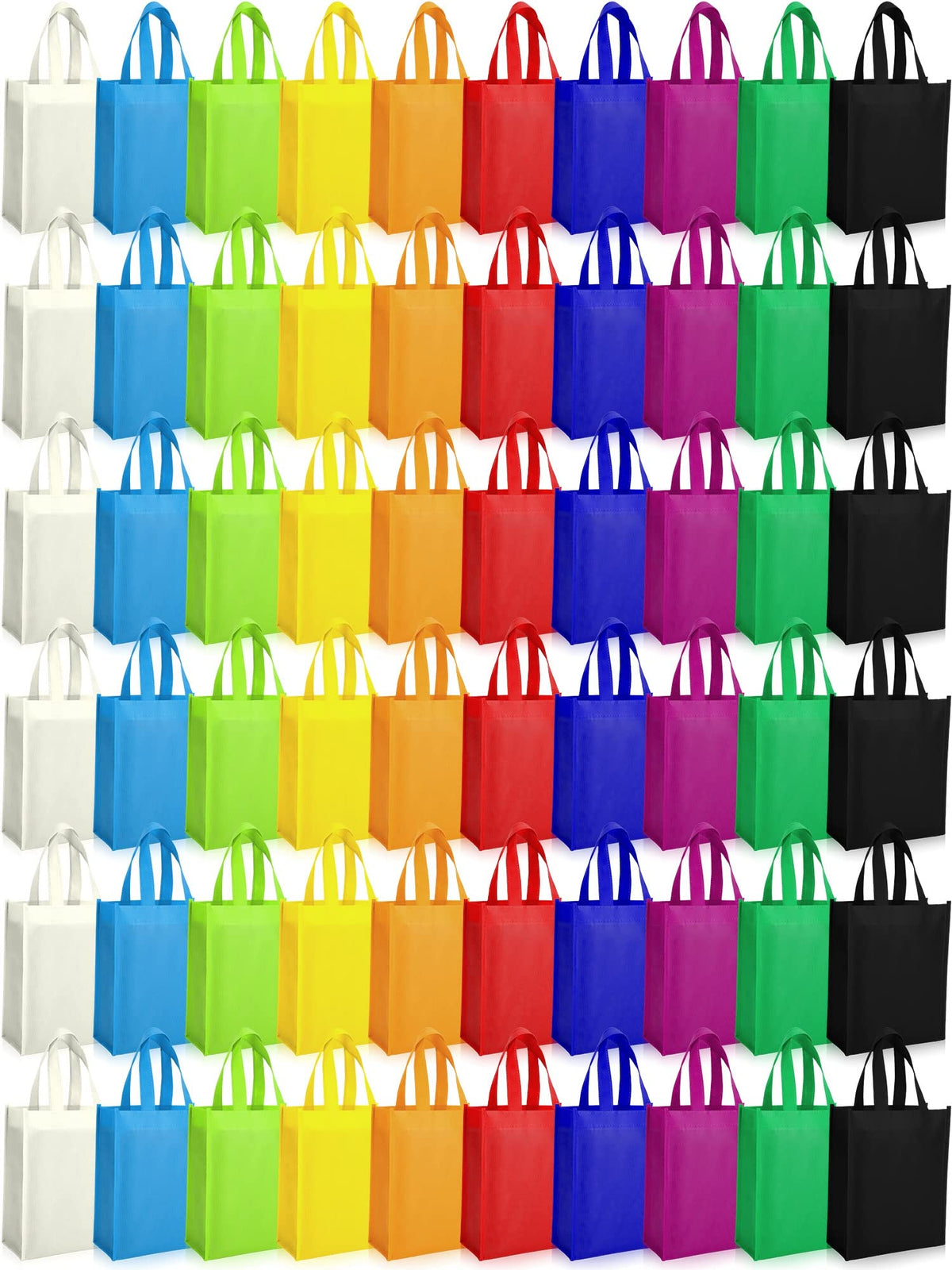 Boao 60-pack non-woven tote bags in multicolor for bulk gifting and events.
