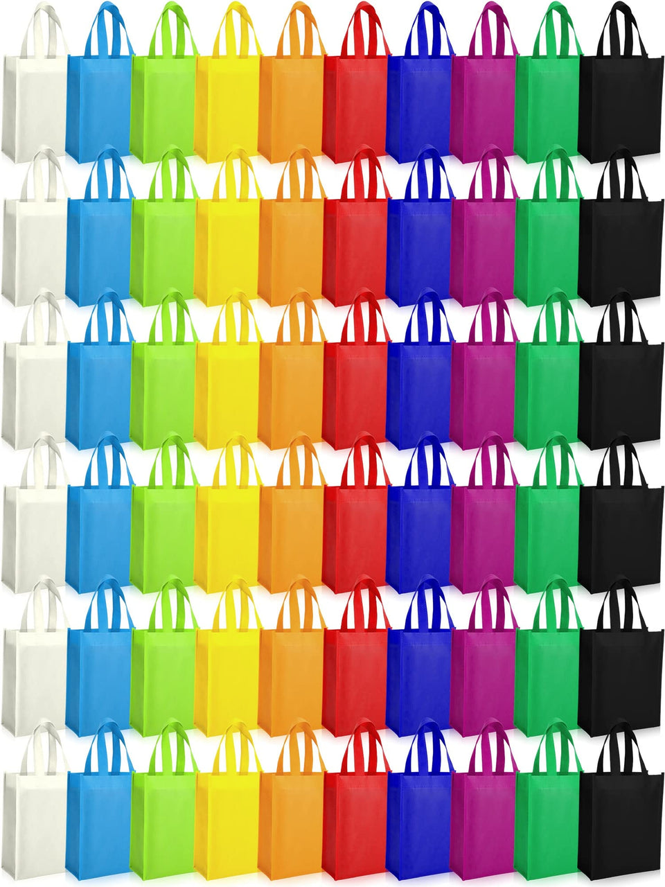 Boao 60-pack non-woven tote bags in multicolor for bulk gifting and events.