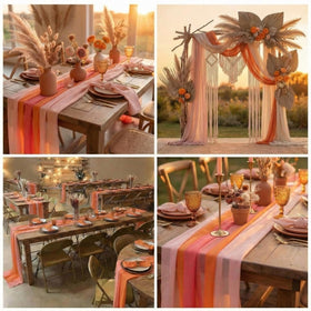 Boao deep pink runner draped across a table for sophisticated dining ambiance