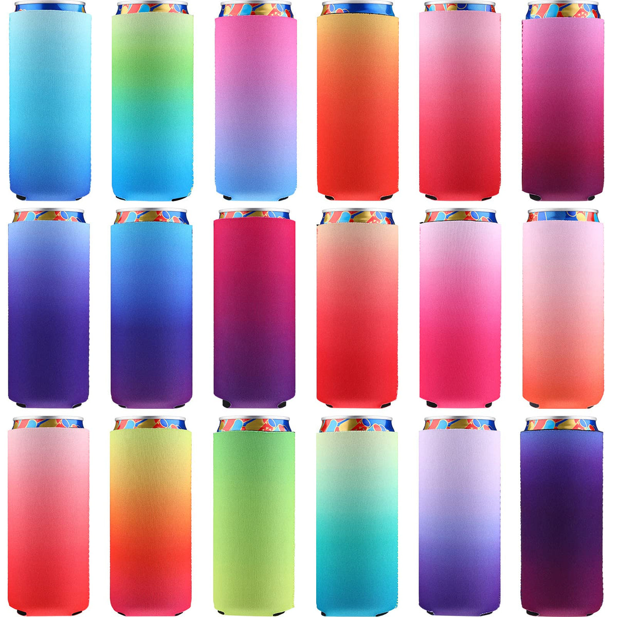 Boao gradient slim can sleeve pack fits 12 oz cans and keeps drinks cold.