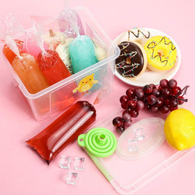 Boao bags being filled with juice using the funnel