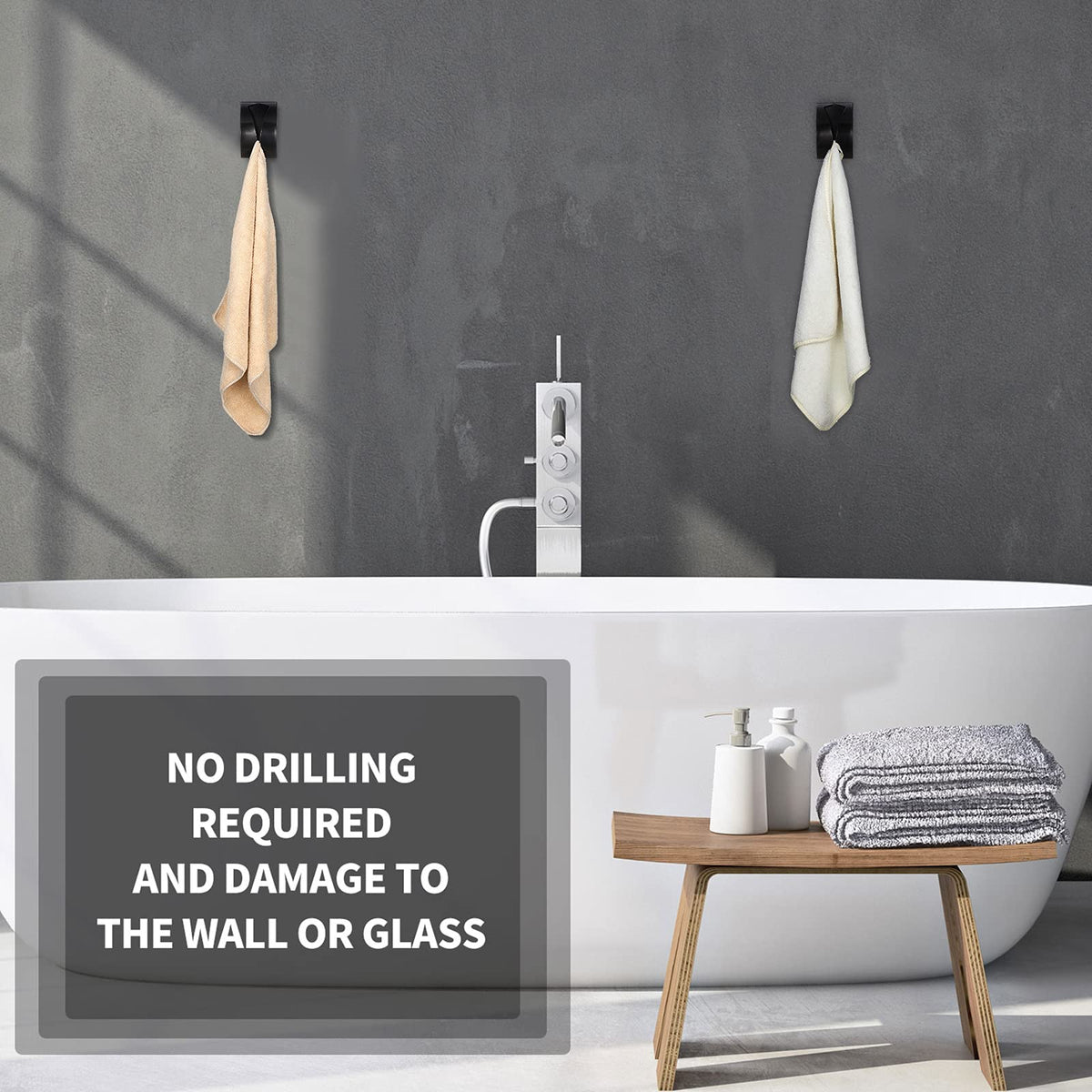 Boao non-drilling towel rack installs easily without wall damage.