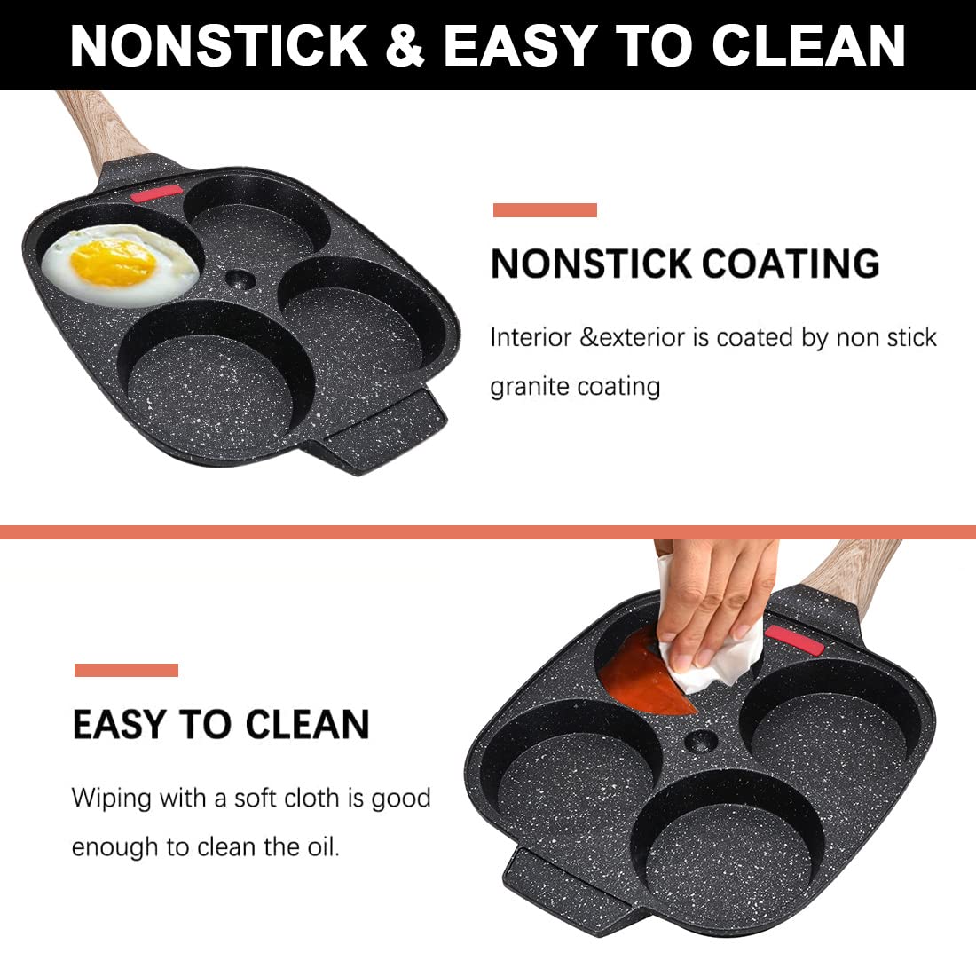 Bobikuke aluminium egg pan offers even heat distribution for thorough cooking