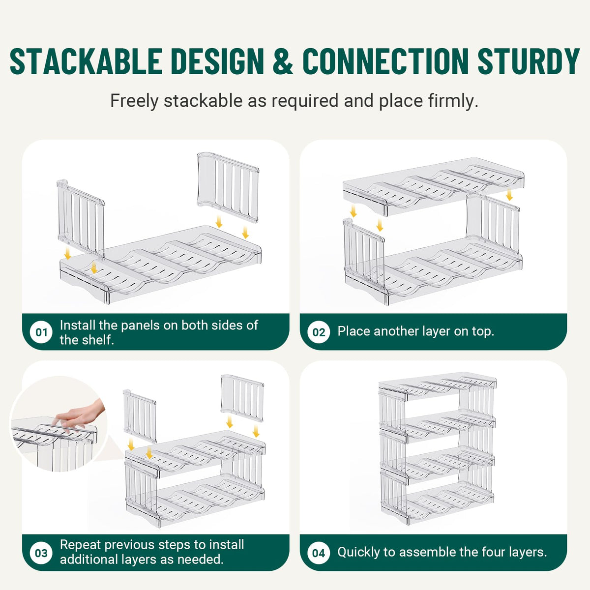 Bobomoment clear design blends with any kitchen decor while boosting storage.